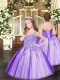 Lavender Tulle Lace Up Spaghetti Straps Sleeveless Floor Length Pageant Dress Womens Appliques