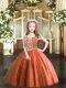 Customized Straps Sleeveless Lace Up Glitz Pageant Dress Rust Red Tulle