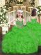 Green Ball Gowns Organza Straps Sleeveless Beading and Ruffles Floor Length Lace Up Little Girl Pageant Gowns