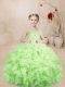 Organza Straps Sleeveless Lace Up Beading and Ruffles Little Girls Pageant Gowns in Yellow Green
