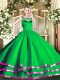 Fashion Green Sleeveless Floor Length Beading and Ruffled Layers Zipper Quince Ball Gowns