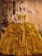 Best Ball Gowns Quinceanera Gowns Gold Sweetheart Organza Sleeveless Floor Length Lace Up