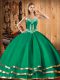 On Sale Green Ball Gowns Organza Sweetheart Sleeveless Embroidery Floor Length Lace Up Sweet 16 Dress