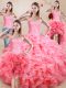Sophisticated Baby Pink Sleeveless Organza Lace Up Quinceanera Gown for Sweet 16 and Quinceanera