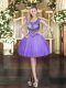 Lavender Ball Gowns Scoop Sleeveless Tulle Mini Length Zipper Beading and Ruffles Homecoming Dress