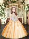 Perfect Beading and Appliques Little Girl Pageant Gowns Orange Zipper Sleeveless Floor Length