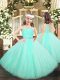 Dramatic Straps Sleeveless Zipper Pageant Gowns For Girls Apple Green Tulle