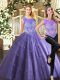 Ideal Lavender Sleeveless Floor Length Beading Zipper Quinceanera Dress