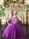 Hot Selling Lilac Lace Up Pageant Gowns For Girls Beading Sleeveless Floor Length