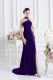 Lace Up Prom Evening Gown Purple for Prom and Party with Beading Sweep Train