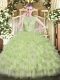 Graceful Tulle Sleeveless Floor Length 15 Quinceanera Dress and Beading and Ruffled Layers