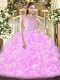 Beading and Ruffles Vestidos de Quinceanera Lilac Zipper Sleeveless Floor Length