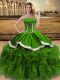 Pretty Green Lace Up Sweetheart Beading and Ruffles Quinceanera Gowns Organza Sleeveless