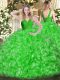 Fantastic Ruffles Quinceanera Dress Green Zipper Sleeveless Floor Length
