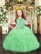 Top Selling Apple Green Sleeveless Floor Length Beading and Ruffles and Pick Ups Zipper Little Girl Pageant Gowns