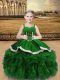 Straps Sleeveless Satin and Organza Pageant Dress for Womens Beading and Ruffles Lace Up