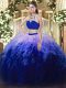 Beauteous Multi-color Sleeveless Floor Length Beading and Ruffles Backless Quinceanera Gown