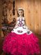 Gorgeous Hot Pink Sleeveless Floor Length Embroidery and Ruffles Lace Up Pageant Gowns For Girls