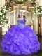 Pretty Lavender Sleeveless Beading and Ruffles Floor Length Little Girls Pageant Gowns
