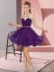 Beautiful Sleeveless Chiffon Mini Length Zipper Homecoming Dress in Purple with Beading