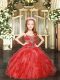 Floor Length Ball Gowns Sleeveless Red Kids Pageant Dress Lace Up