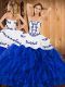 Ball Gowns Vestidos de Quinceanera Royal Blue Strapless Satin and Organza Sleeveless Floor Length Lace Up