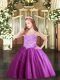 Fantastic Fuchsia Sleeveless Floor Length Appliques Lace Up Little Girl Pageant Dress