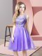Classical Sleeveless Knee Length Beading Zipper Prom Evening Gown with Lavender