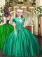 Ball Gowns Pageant Dress for Womens Turquoise Straps Satin Sleeveless Floor Length Lace Up