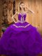 High Quality Sleeveless Embroidery and Ruffles Lace Up Sweet 16 Quinceanera Dress