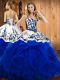 Stunning Floor Length Ball Gowns Sleeveless Blue Sweet 16 Quinceanera Dress Lace Up