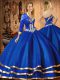 Blue Ball Gowns Organza Sweetheart Sleeveless Embroidery Floor Length Lace Up Ball Gown Prom Dress