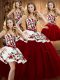Wine Red Sweetheart Lace Up Embroidery Sweet 16 Dress Sleeveless