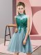 High-neck Sleeveless Tulle Quinceanera Court Dresses Appliques Lace Up