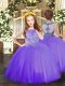 Hot Sale Lavender Zipper Little Girl Pageant Gowns Beading Sleeveless Floor Length