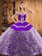 Flirting Multi-color Sweetheart Neckline Embroidery Quince Ball Gowns Sleeveless Lace Up