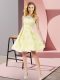 Most Popular Knee Length Zipper Vestidos de Damas Yellow for Prom and Party and Wedding Party with Bowknot