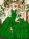 Sweet Beading and Ruffled Layers Sweet 16 Quinceanera Dress Green Zipper Sleeveless Floor Length