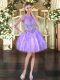 Lavender Sleeveless Mini Length Beading and Ruffles Lace Up Prom Dresses