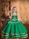 Low Price Sleeveless Organza Floor Length Lace Up Little Girls Pageant Dress Wholesale in Green with Embroidery and Ruffled Layers