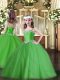 Ball Gowns Sleeveless Green Evening Gowns Sweep Train Lace Up