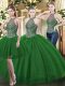 Luxury Dark Green Lace Up High-neck Beading Sweet 16 Dress Tulle Sleeveless