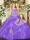 Gorgeous Eggplant Purple Sleeveless Beading and Ruffles Floor Length Quinceanera Gowns