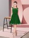 Fantastic Scoop Sleeveless Zipper Bridesmaid Gown Dark Green Chiffon