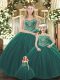 Tulle Sweetheart Sleeveless Lace Up Beading Quinceanera Dress in Dark Green