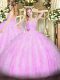 Pretty Ball Gowns Vestidos de Quinceanera Lilac Sweetheart Organza Sleeveless Floor Length Lace Up