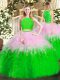 Multi-color Two Pieces Tulle Scoop Sleeveless Ruffles Floor Length Zipper Quinceanera Gown