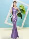 Sequined One Shoulder Sleeveless Zipper Sequins Prom Dresses in Lavender