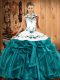 Unique Floor Length Ball Gowns Sleeveless Teal Quinceanera Dress Lace Up