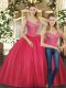 Best Selling Beading Sweet 16 Dresses Hot Pink Lace Up Sleeveless Floor Length